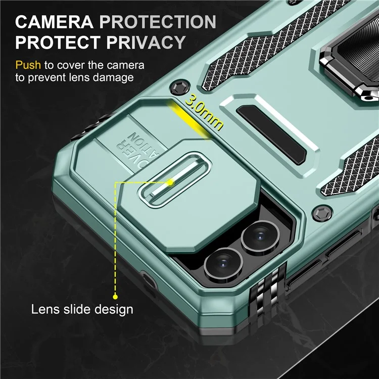 Custodia protettiva per telefono per Samsung Galaxy A04 4G (164,4 x 76,3 x 9,1 mm) / M13 5G, Serie Armatura PC + Copertura TPU con Supporto - Verde