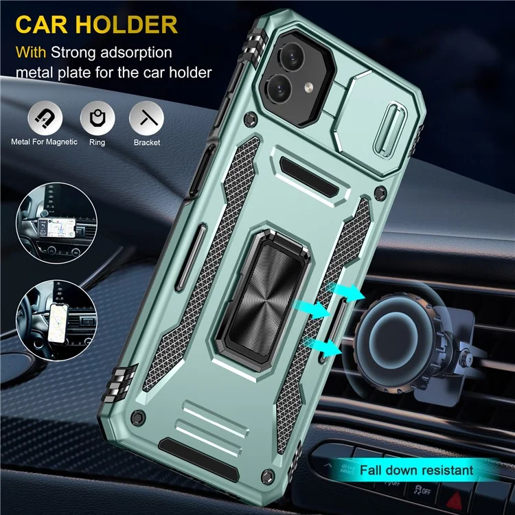 Custodia protettiva per telefono per Samsung Galaxy A04 4G (164,4 x 76,3 x 9,1 mm) / M13 5G, Serie Armatura PC + Copertura TPU con Supporto - Verde