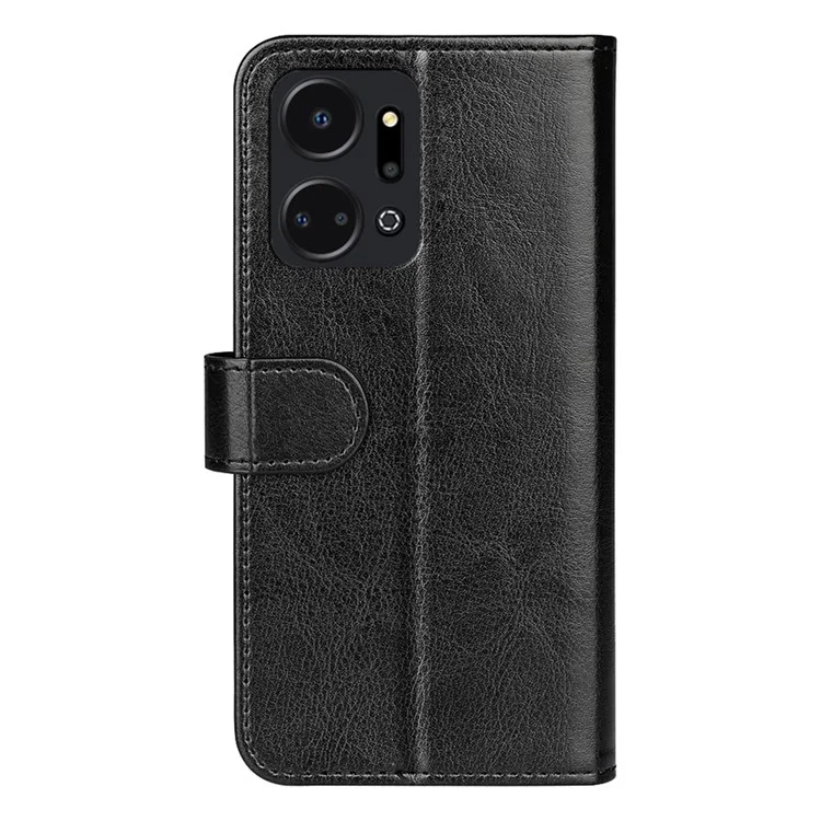 Handyhülle für Honor X7a 4G, PU-Leder mit Crazy-Horse-Textur, schockfeste Flip-Hülle mit Ständer und Geldbörse - Schwarz