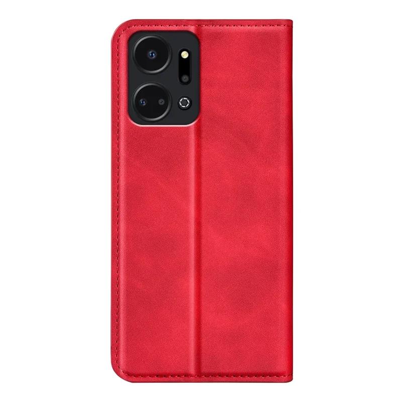 For Honor X7a 4G Magnetic Auto Closing Skin-touch Feeling Stand Wallet Leather Cell Phone Case - Red