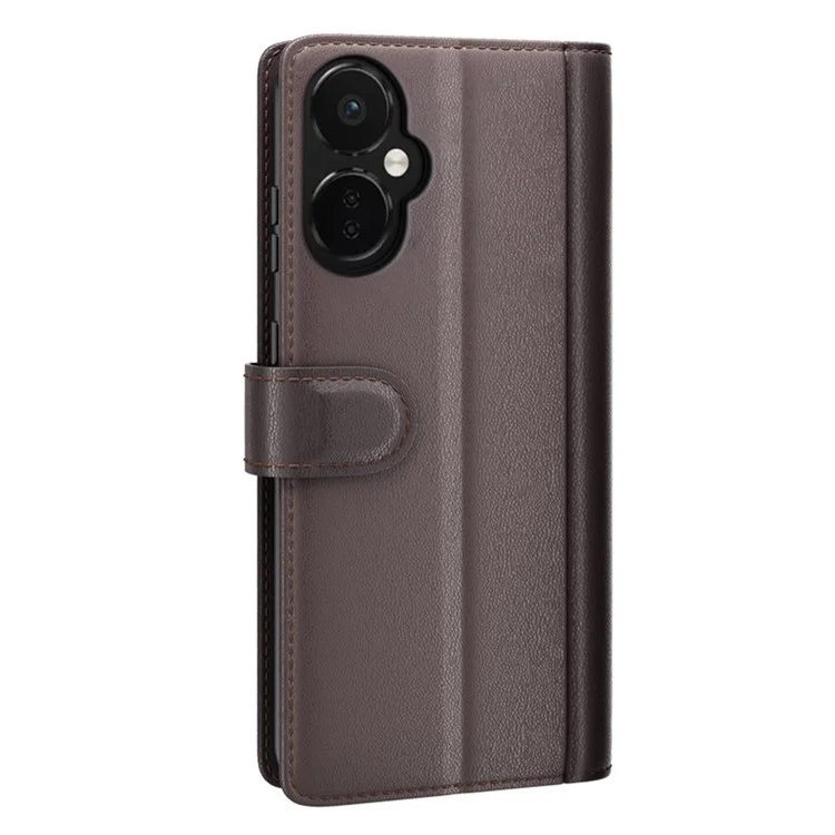 For OnePlus Nord CE 3 Lite 5G / Nord N30 5G Case Genuine Split Leather Phone Cover with Wallet Stand - Brown