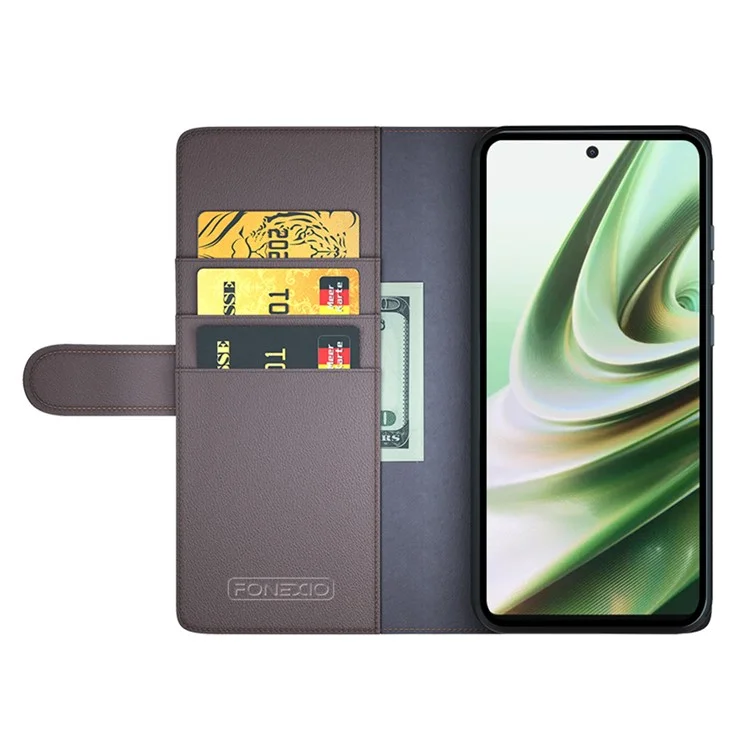 For OnePlus Nord CE 3 Lite 5G / Nord N30 5G Case Genuine Split Leather Phone Cover with Wallet Stand - Brown