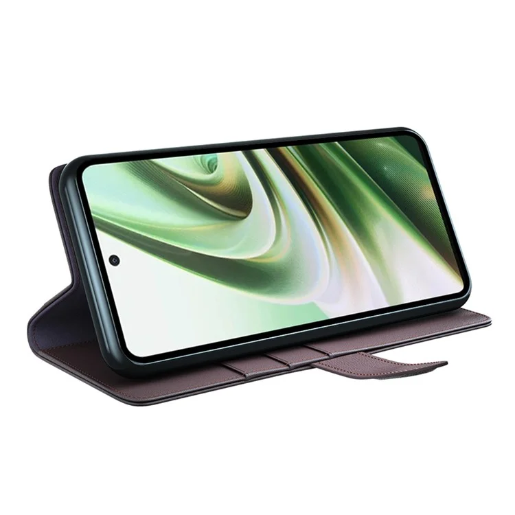For OnePlus Nord CE 3 Lite 5G / Nord N30 5G Case Genuine Split Leather Phone Cover with Wallet Stand - Brown