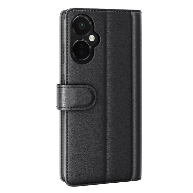 For OnePlus Nord CE 3 Lite 5G / Nord N30 5G Case Genuine Split Leather Phone Cover with Wallet Stand - Black
