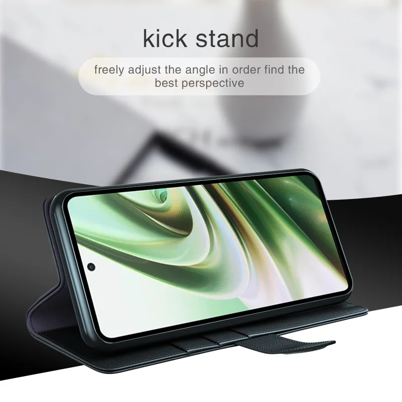 For OnePlus Nord CE 3 Lite 5G / Nord N30 5G Case Genuine Split Leather Phone Cover with Wallet Stand - Black