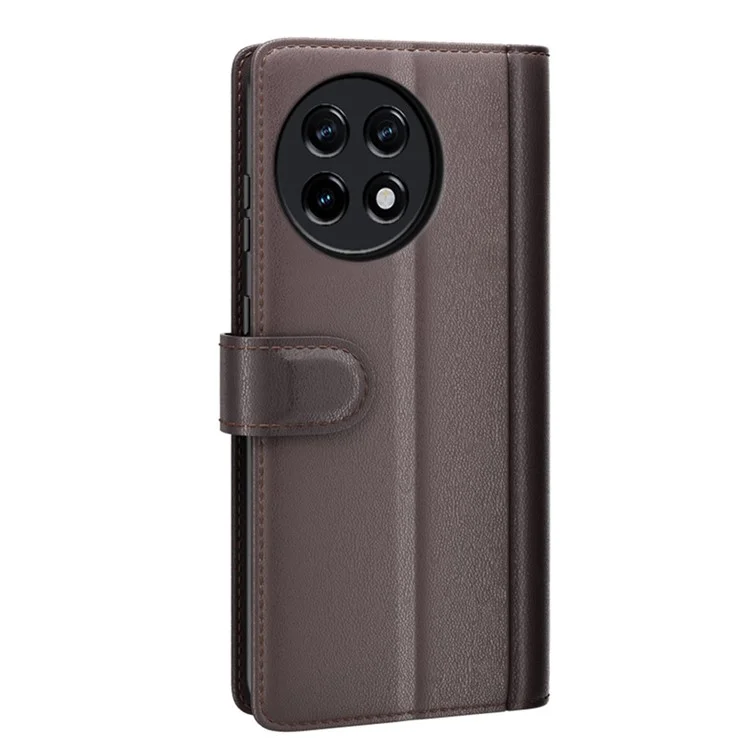 Для OnePlus Ace 2 5G / 11R 5G Чехол для телефона Genuine Split Leather Shockproof Phone Cover Stand Wallet - Brown