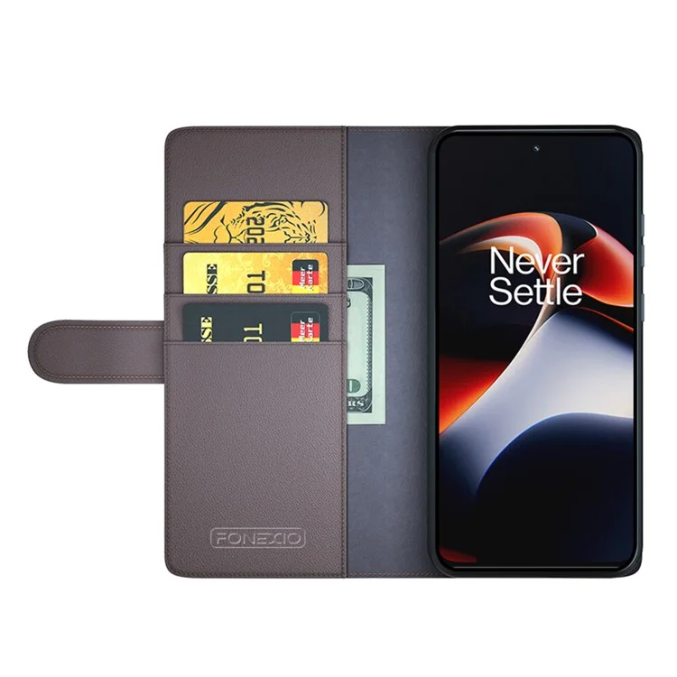 Для OnePlus Ace 2 5G / 11R 5G Чехол для телефона Genuine Split Leather Shockproof Phone Cover Stand Wallet - Brown