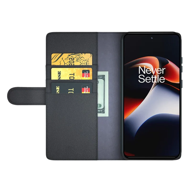 For OnePlus Ace 2 5G / 11R 5G Case Genuine Split Leather Phone Cover with Wallet Stand - Black