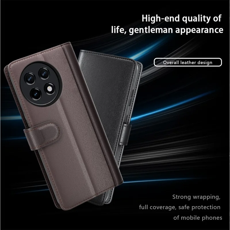 For OnePlus Ace 2 5G / 11R 5G Case Genuine Split Leather Phone Cover with Wallet Stand - Black