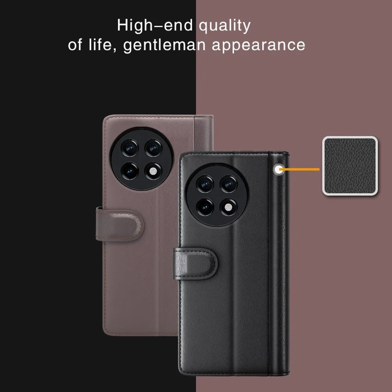 For OnePlus Ace 2 5G / 11R 5G Case Genuine Split Leather Phone Cover with Wallet Stand - Black