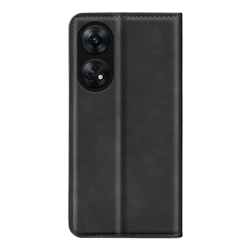 Pour Oppo Reno8 T 4G Coque de téléphone magnétique Peau de touche - Feeling PU Leather Stand Wallet Phone Case - Noir