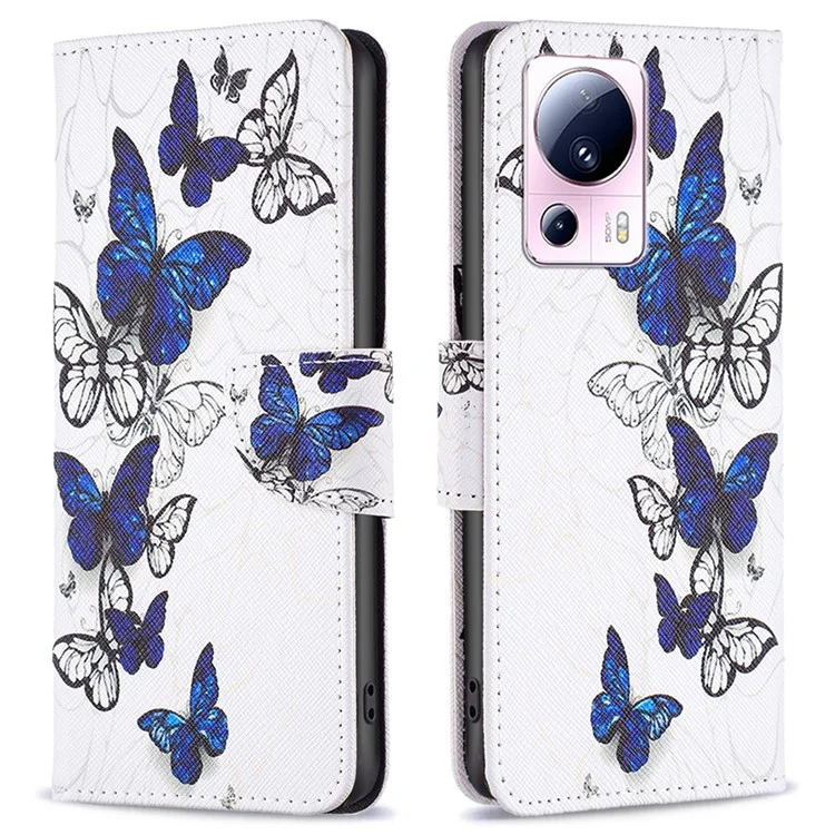 Para Xiaomi 13 Lite / Civi 2 5G Funda Cartera Teléfono con Estampado Impreso de Piel de PU y Tapa Abatible - Mariposas