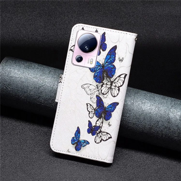 Para Xiaomi 13 Lite / Civi 2 5G Funda Cartera Teléfono con Estampado Impreso de Piel de PU y Tapa Abatible - Mariposas