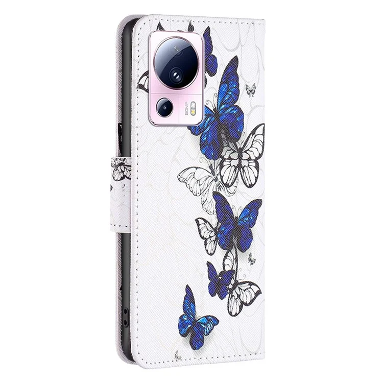 Para Xiaomi 13 Lite / Civi 2 5G Funda Cartera Teléfono con Estampado Impreso de Piel de PU y Tapa Abatible - Mariposas