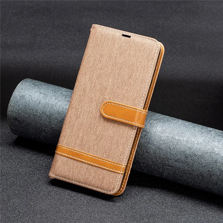 Per Xiaomi 13 Lite / Civi 2 5G Jeans Cloth Splicing PU Leather Wallet Cover Anti-drop Flip Stand Phone Case - Marrone