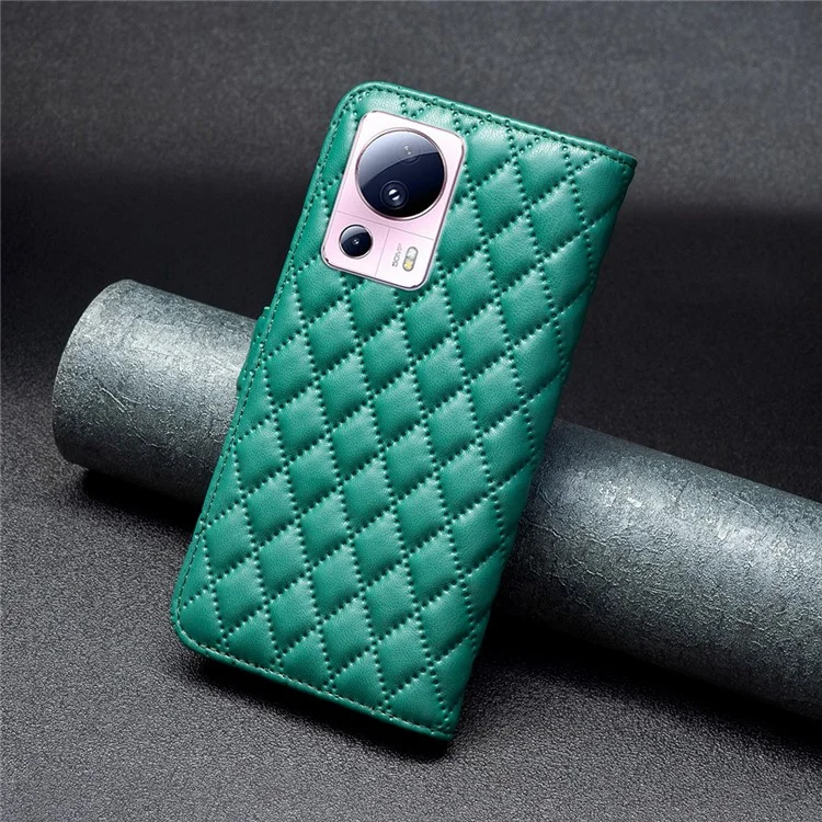 BINFEN COLOR BF Style-14 Phone Case for Xiaomi 13 Lite / Civi 2 5G , Leather Stand Wallet Cover - Green