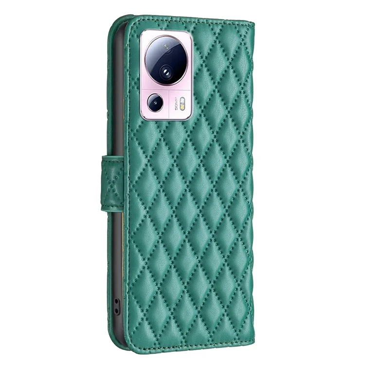 BINFEN COLOR BF Style-14 Phone Case for Xiaomi 13 Lite / Civi 2 5G , Leather Stand Wallet Cover - Green