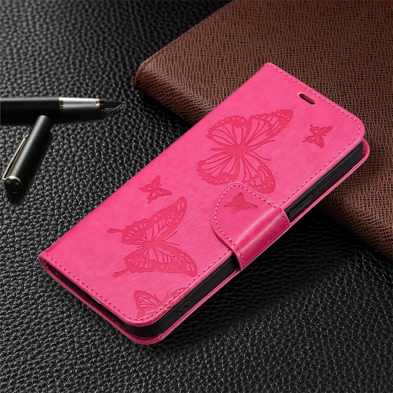 جراب جلد للفون من Xiaomi 13 Lite / Civi 2 5G مع محفظة وحامل وتصميم فراشات مطبوع مع حزام - وردي