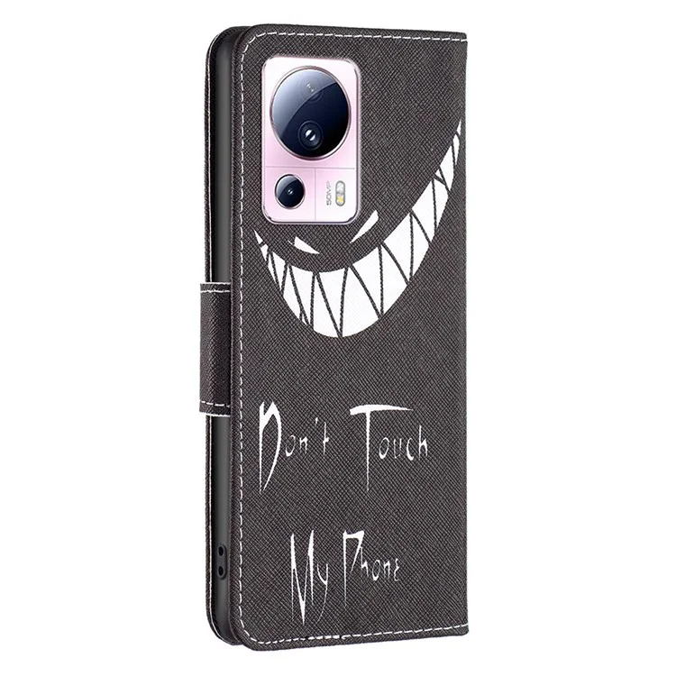 For Xiaomi 13 Lite / Civi 2 5G Phone Case Pattern Printing PU Leather Wallet Stand Cover - Don't Touch My Phone