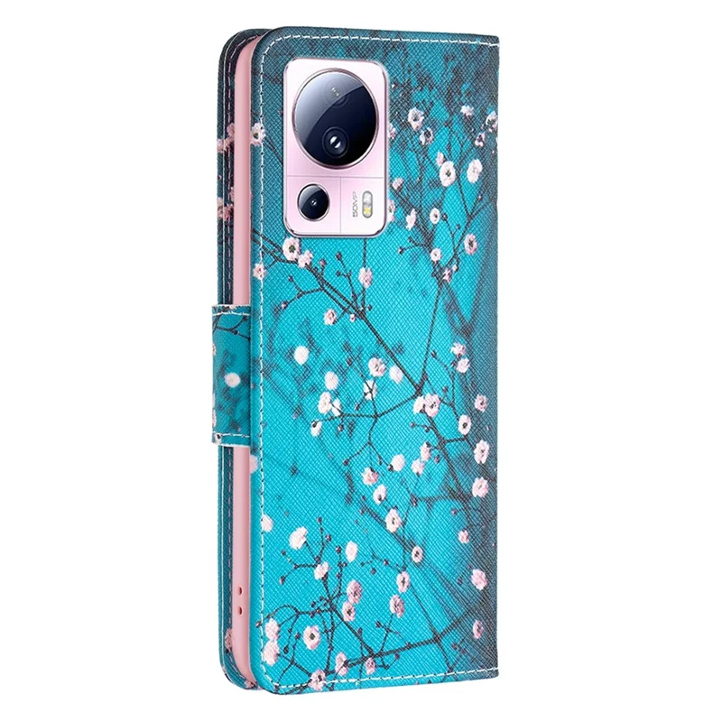 Serie de Cuero con Impresión de Patrones BF-1 para Xiaomi 13 Lite / Civi 2 5G Funda de Teléfono Antiparche de Cuero PU con Soporte - Flor de Ciruelo