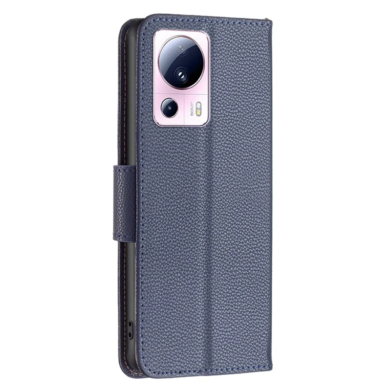 For Xiaomi 13 Lite / Civi 2 5G Wallet Case with Wrist Strap Litchi Texture Leather Phone Stand Cover - Dark Blue