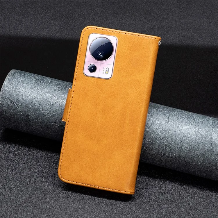 BF Leather Series-4 для Xiaomi 13 Lite / Civi 2 5G Чехол-книжка с подставкой из искусственной кожи - Желтый