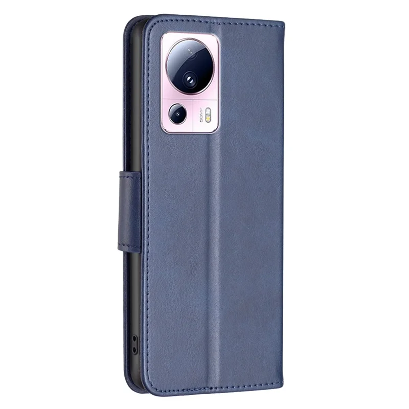 For Xiaomi 13 Lite / Civi 2 5G Case Smooth Leather Wallet Stand Mobile Phone Cover with Strap - Blue