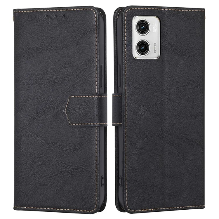 RFID Blocking Phone Stand Case for Motorola Moto G73 5G Wallet PU Leather Cellphone Cover - Black