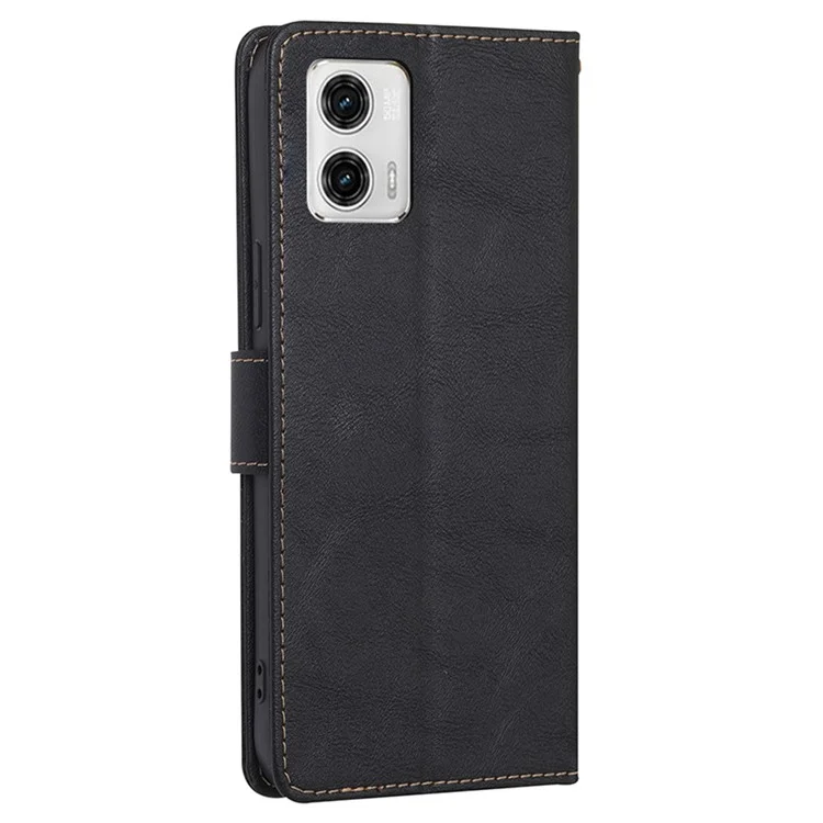 RFID Blocking Phone Stand Case for Motorola Moto G73 5G Wallet PU Leather Cellphone Cover - Black