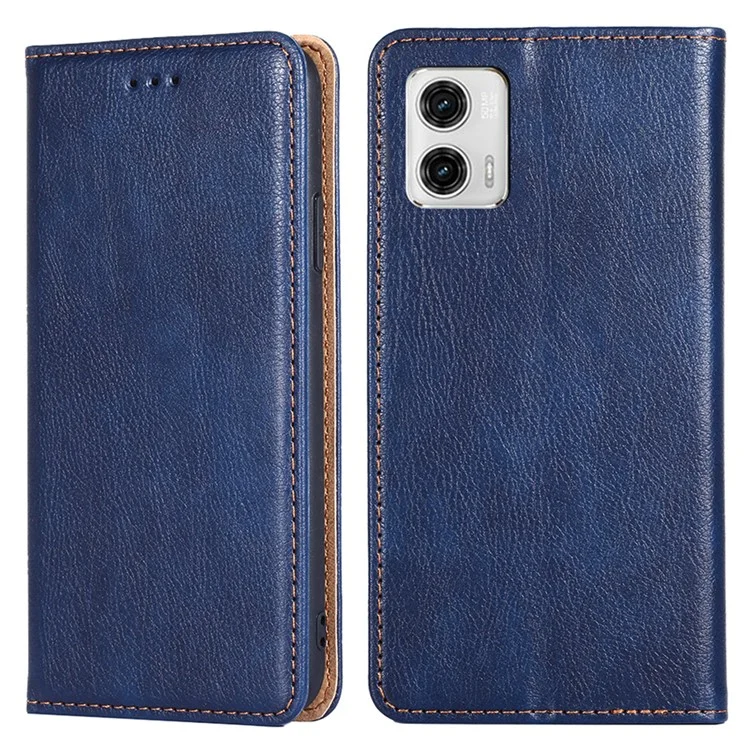 For Motorola Moto G73 5G PU Leather Wallet Phone Case Magnetic Auto-closing Stand Cover - Blue