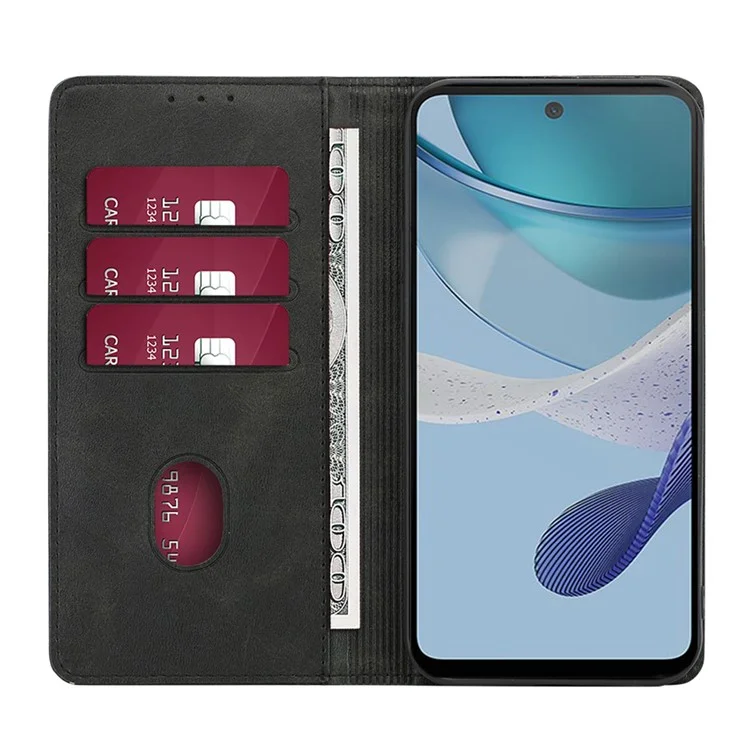 Für Motorola Moto G53 5G / G13 4G / G23 4G Leder-Geldbörsen-Ständer-Handyhülle, Kalbsoptik, magnetischer Verschluss, Sturzsicher - Schwarz