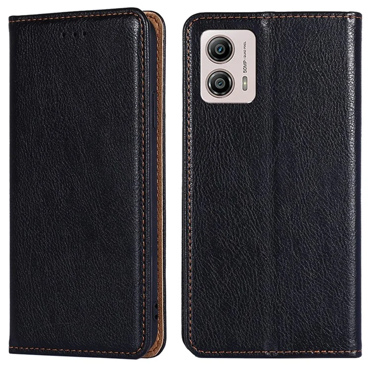 Para Motorola Moto G53 5G / G13 4G / G23 4G Funda de cuero PU con soporte magnético de cierre automático, a prueba de caídas - Negro