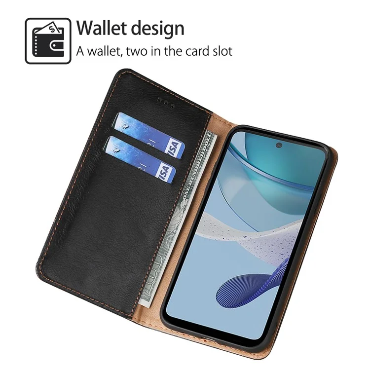 Para Motorola Moto G53 5G / G13 4G / G23 4G Funda de cuero PU con soporte magnético de cierre automático, a prueba de caídas - Negro