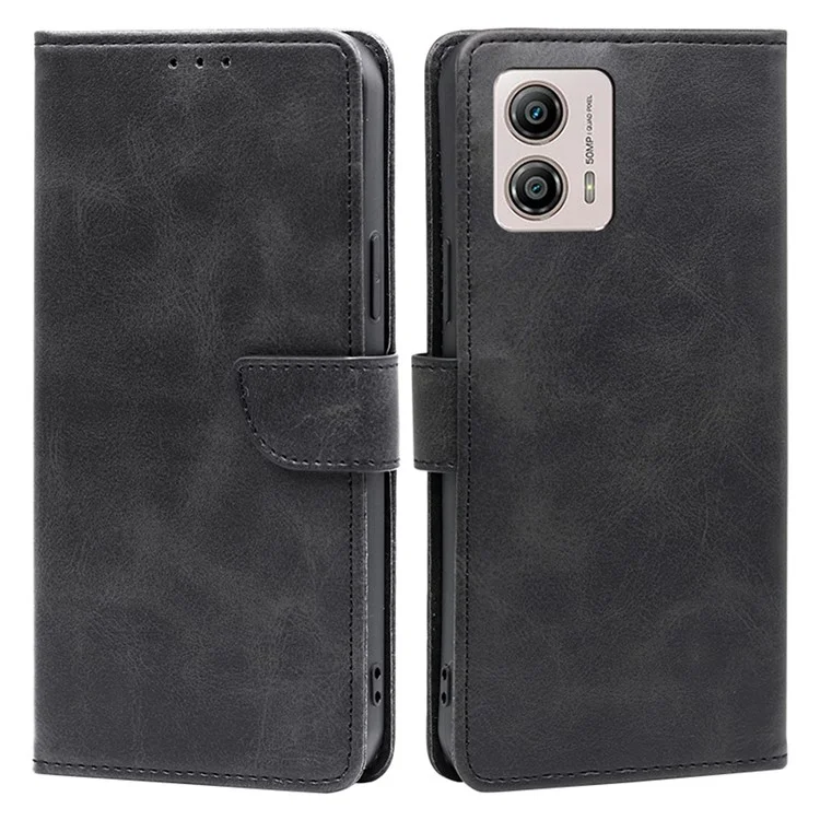 Para Motorola Moto G53 5G / G13 4G / G23 4G Estuche de teléfono de billetera de piel sintética con cierre magnético - Negro