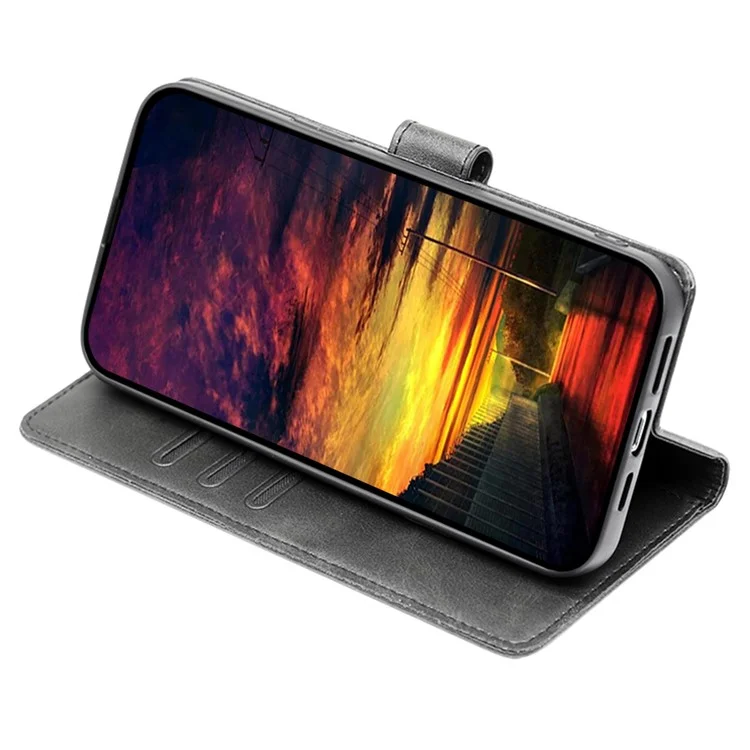 Para Motorola Moto G53 5G / G13 4G / G23 4G Estuche de teléfono de billetera de piel sintética con cierre magnético - Negro