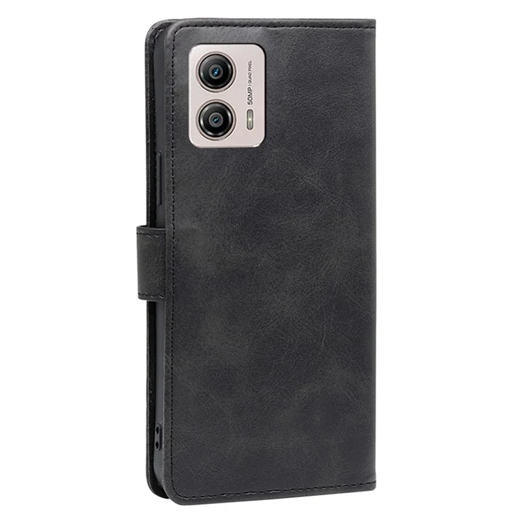 Para Motorola Moto G53 5G / G13 4G / G23 4G Estuche de teléfono de billetera de piel sintética con cierre magnético - Negro