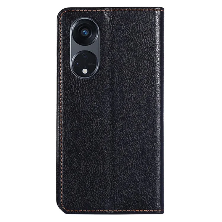 For Oppo Reno8 T 5G / A1 Pro 5G PU Leather Wallet Stand Mobile Case Magnetic Closing Shockproof Cover - Black