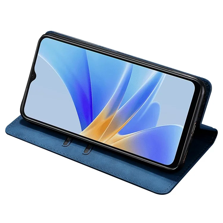 Für Oppo Reno8 T 5G / A1 Pro 5G Kartenfach PU-Leder Flip-Case Ständer Skin-Berührungs-Telefonabdeckung - Blau