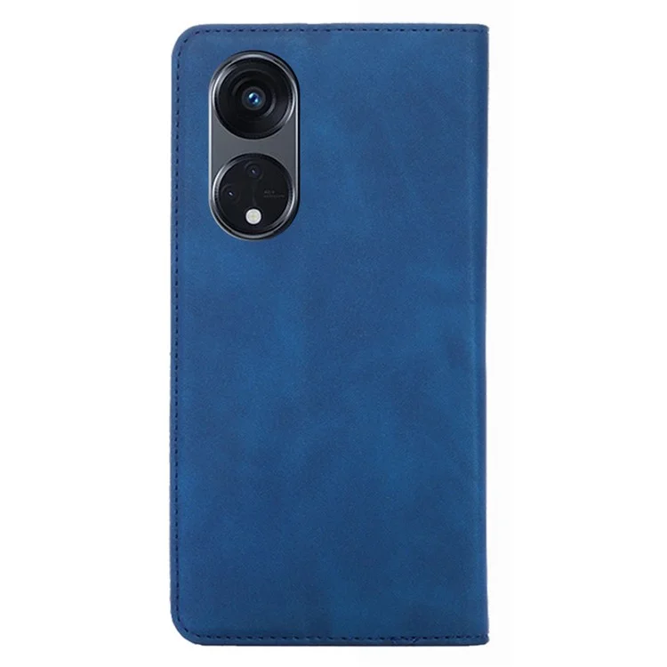 Für Oppo Reno8 T 5G / A1 Pro 5G Kartenfach PU-Leder Flip-Case Ständer Skin-Berührungs-Telefonabdeckung - Blau