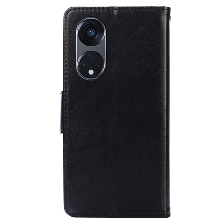 Para Oppo Reno8 T 5G / A1 Pro 5G Funda de teléfono resistente a los golpes de cuero PU, soporte y cartera - Negro