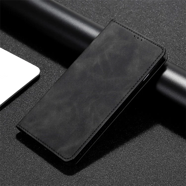 Für Kyocera Android One S10 Kartenfach Klapptasche PU Leder Skin-touch Telefonständer Cover - Schwarz