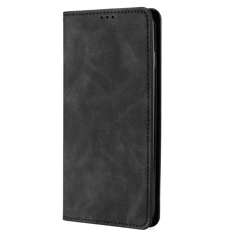 Für Kyocera Android One S10 Kartenfach Klapptasche PU Leder Skin-touch Telefonständer Cover - Schwarz