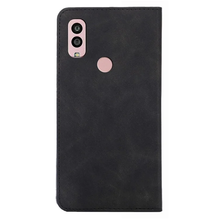 Für Kyocera Android One S10 Kartenfach Klapptasche PU Leder Skin-touch Telefonständer Cover - Schwarz