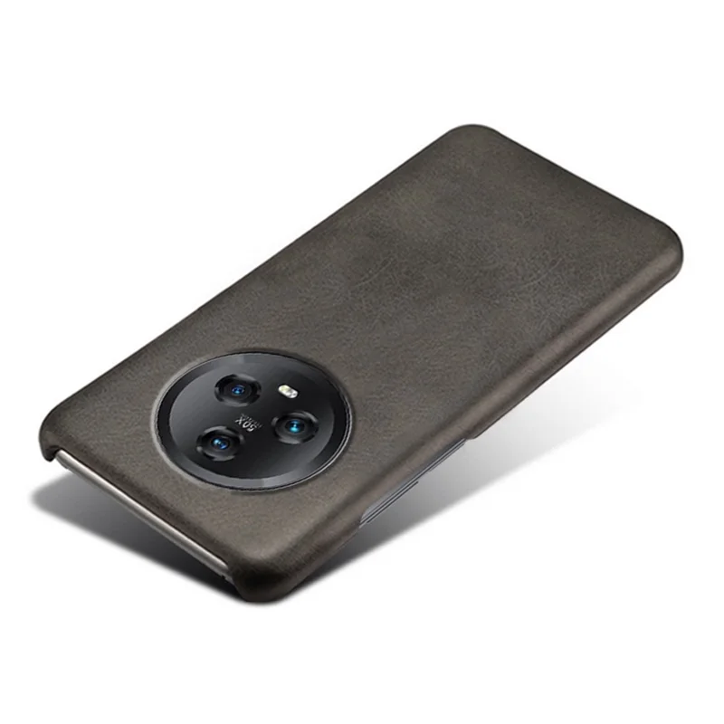 Cell Phone Case for Honor Magic5 , Calf Texture Anti-drop Leather Coated PC Phone Cover - Black