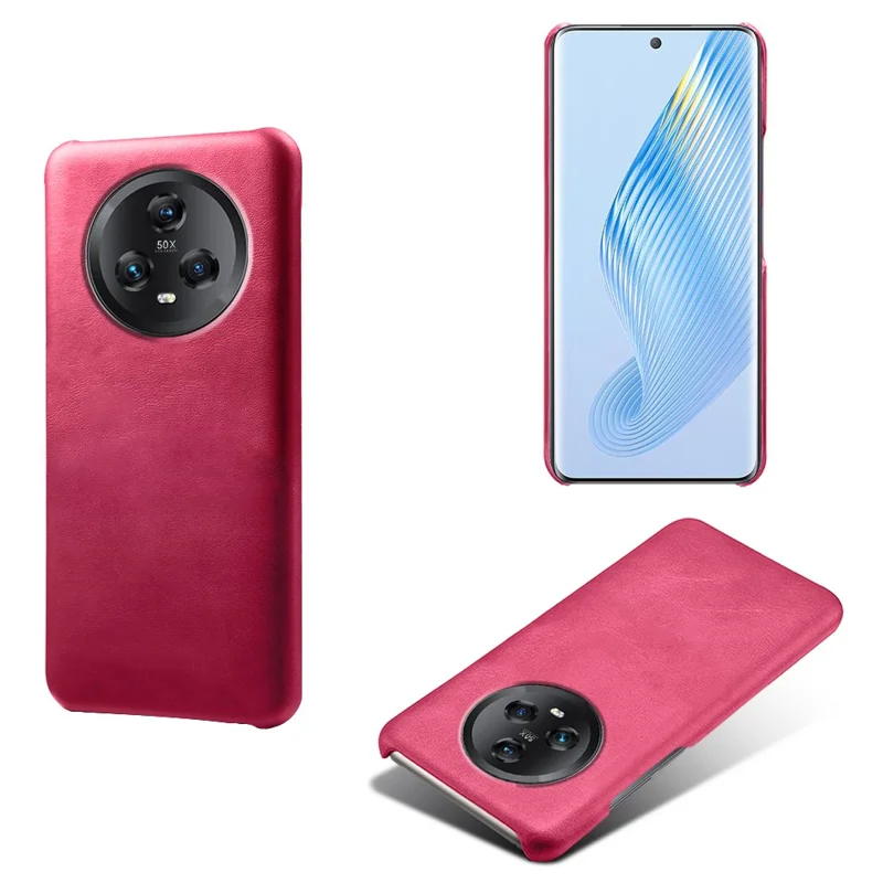 Cell Phone Case for Honor Magic5 , Calf Texture Anti-drop Leather Coated PC Phone Cover - Rose