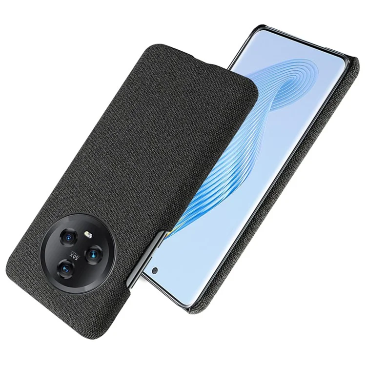 For Honor Magic5 Cellphone Case Solid Color Anti-scratch Hard PC+Cloth Phone Back Cover - Black