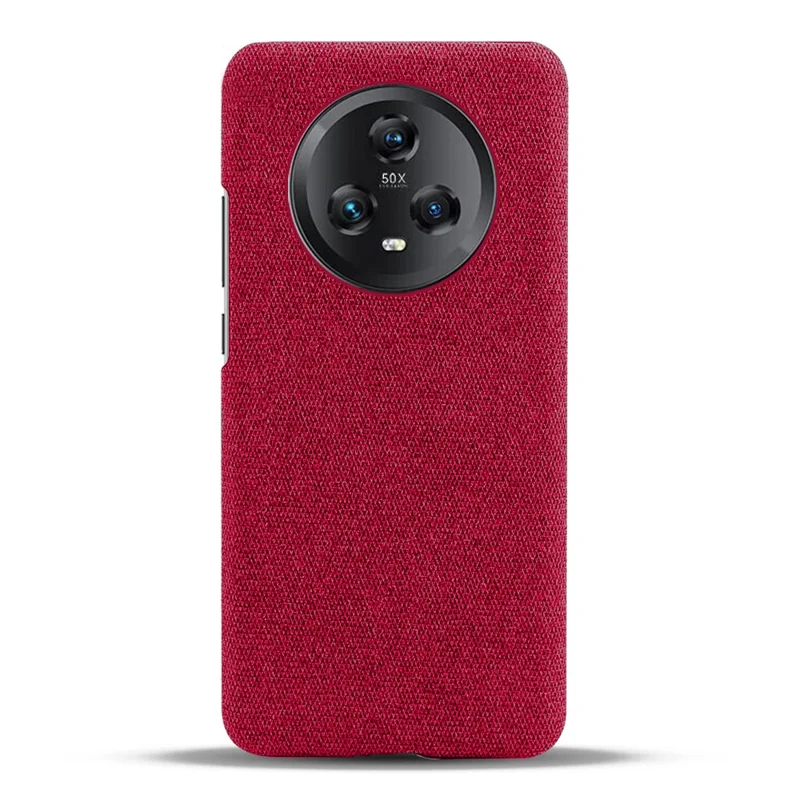 For Honor Magic5 Cellphone Case Solid Color Anti-scratch Hard PC+Cloth Phone Back Cover - Red