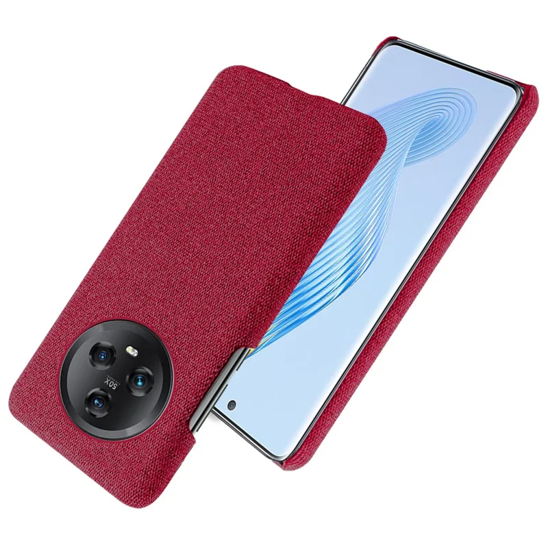 For Honor Magic5 Cellphone Case Solid Color Anti-scratch Hard PC+Cloth Phone Back Cover - Red