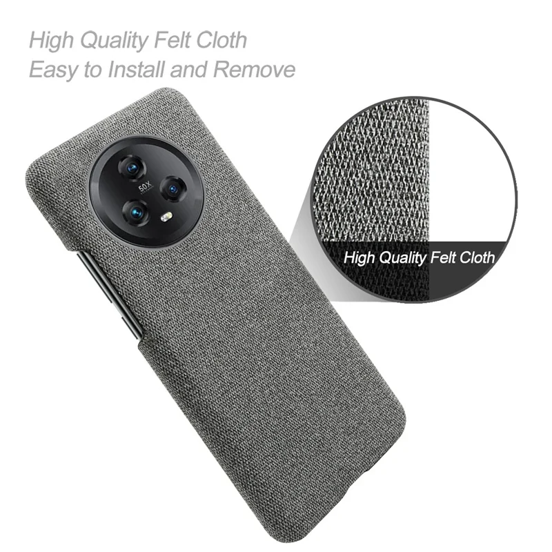 For Honor Magic5 Handyhülle Einfarbig Kratzfest Hartplastik+Stoff Handy Rückseite Abdeckung - Grau