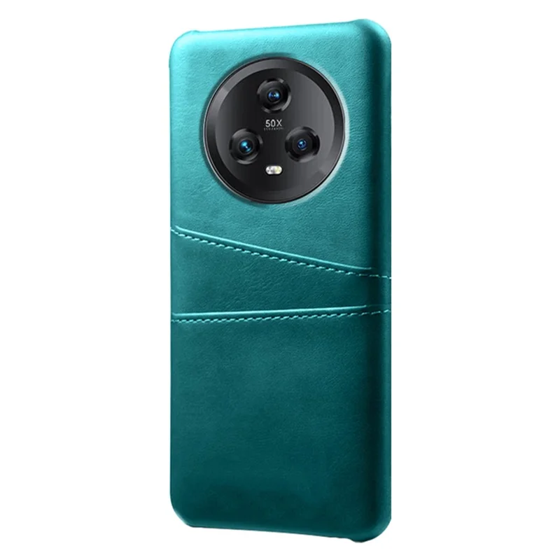 For Honor Magic5 5G Dual Card Slots Phone Case Leather Coated PC Drop-proof Cover - Green